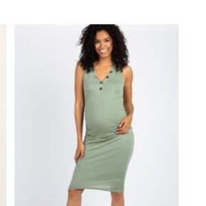 Pinkblush Sage Green Maternity Midi Dress